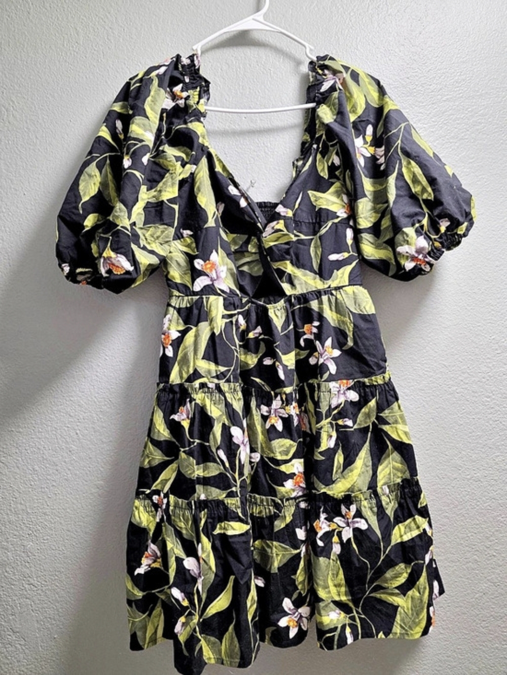 Express Floral Print Puff Sleeve Mini Dress Floral Puff
